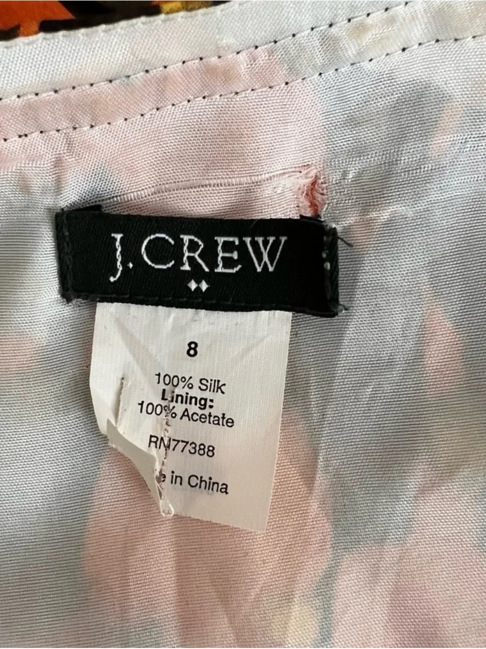 J.Crew 100% Silk Abstract Floral Flutter Sleeve Dress Size 8 Lined